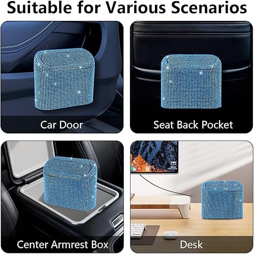 Miniatura 4 de eing Cubo de basura para automóvil con tapa, mini cubo de basura para vehículos, organizador de basura para automóvil, contenedor de basura de