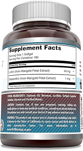 Miniatura 5 de Amazing Formulas Luteína 40 mg con zeaxantina 1600 mcg  Suplemento de cápsulas blandas  Sin OMG  Sin gluten  Fabricado en Estados Unidos (40 mg, 60,