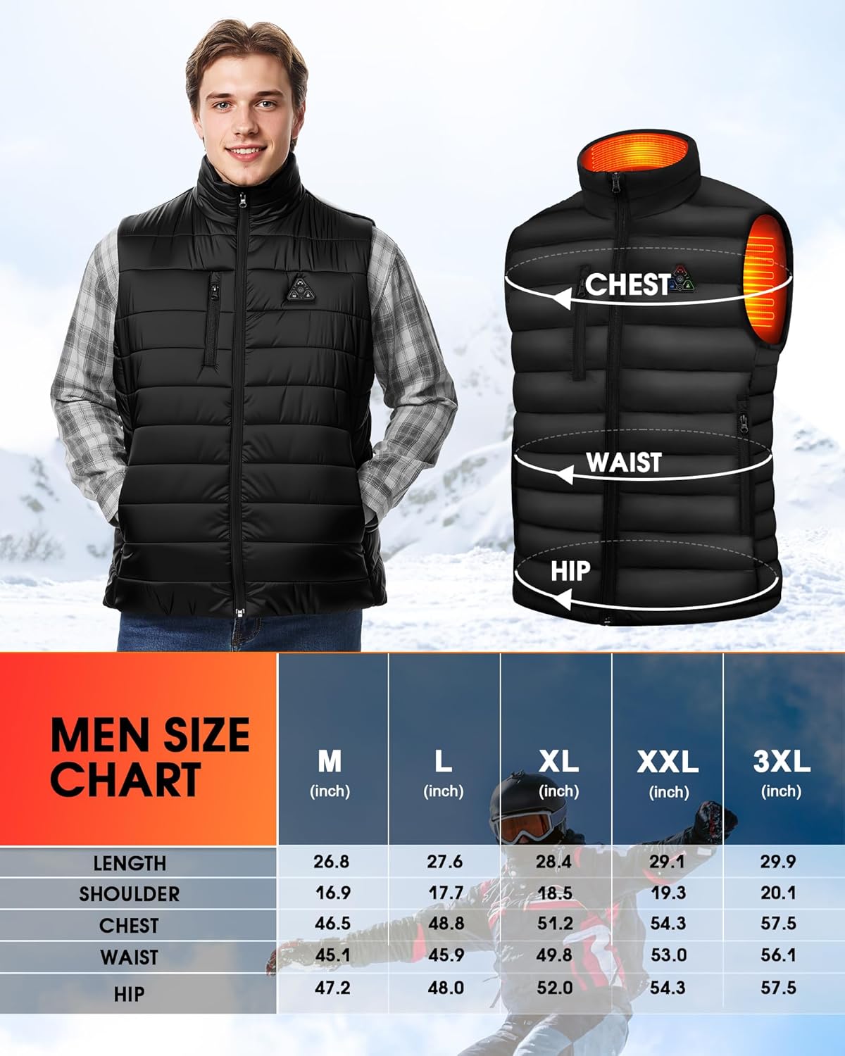 Heated Vest for Men with Battery Pack, Lightweight Electric Heating Vest with 8 Heat Zones & 3 Temp Levels for Hunting - Image 6