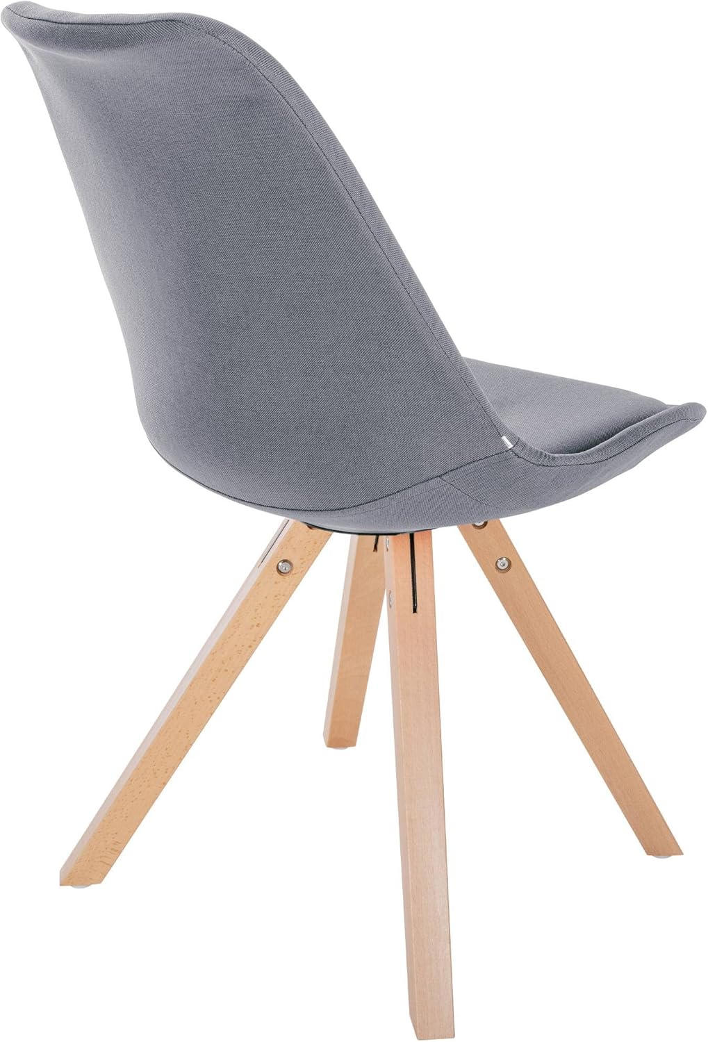 Close-up of the light grey fabric upholstery