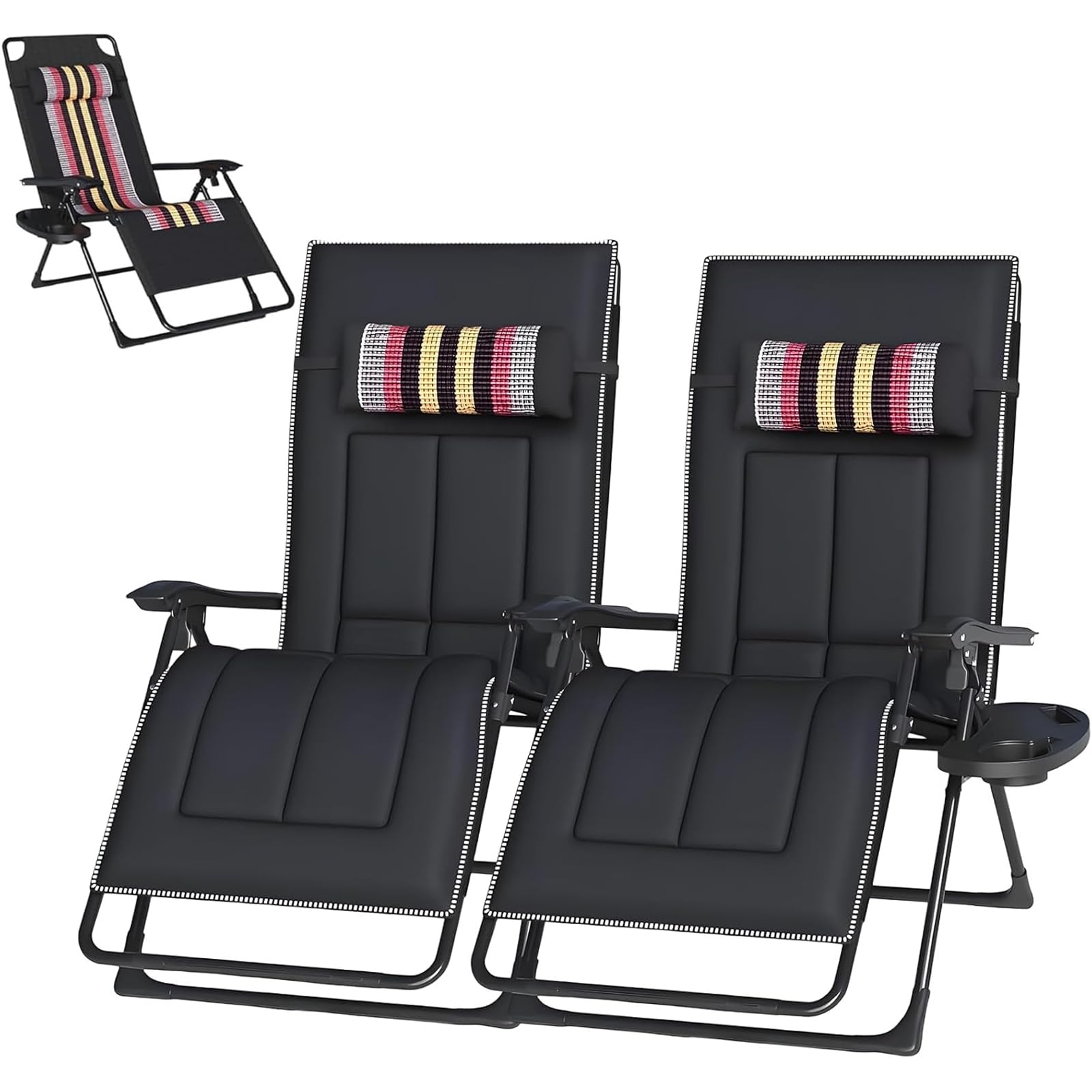 WeatherResint - Chaise Longue plegable portátil con portavasos, silla con soporte para camping, piscina y relax