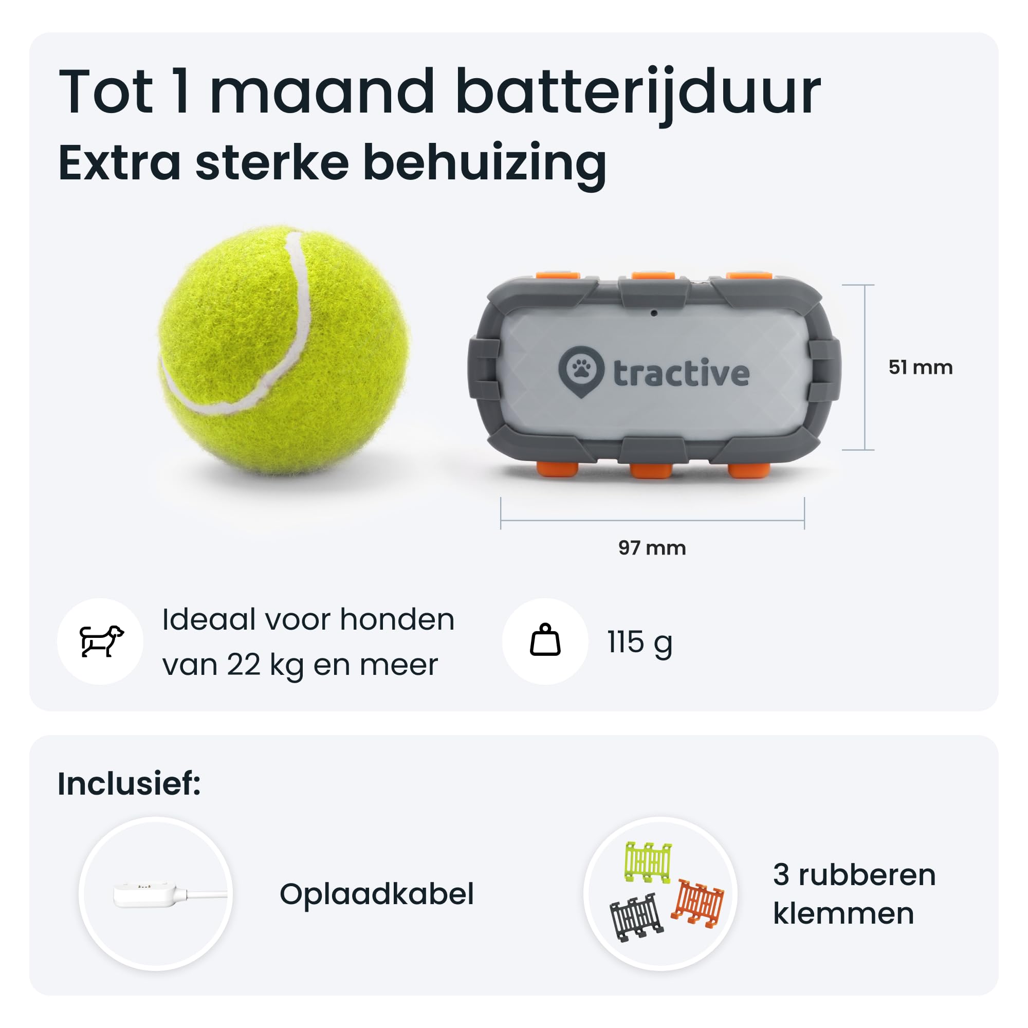 Tractive GPS Dog Tracker XL Adventure | Extra sterk en bijtvast | Tot 1 maand batterij | Marktleider | Wereldwijde real-time locatietracking | Ontsnappingswaarschuwingen | Monitor activiteit