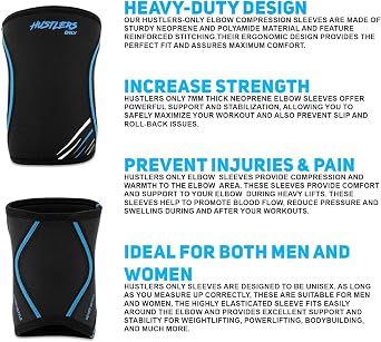 Hustlers Only 7mm Elbow Sleeves for Weightlifting & Power Lifting - XS