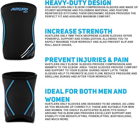 Hustlers Only 7mm Elbow Sleeves for Weightlifting & Power Lifting - XS