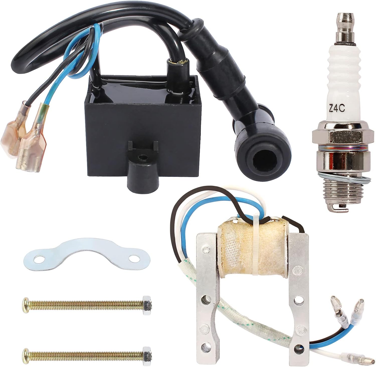 CDI Ignition Magneto Coil Spark Plug for 49cc 50cc 60cc 66cc 70cc 80cc 2-stroke Engine Motorized Bicycle Bike