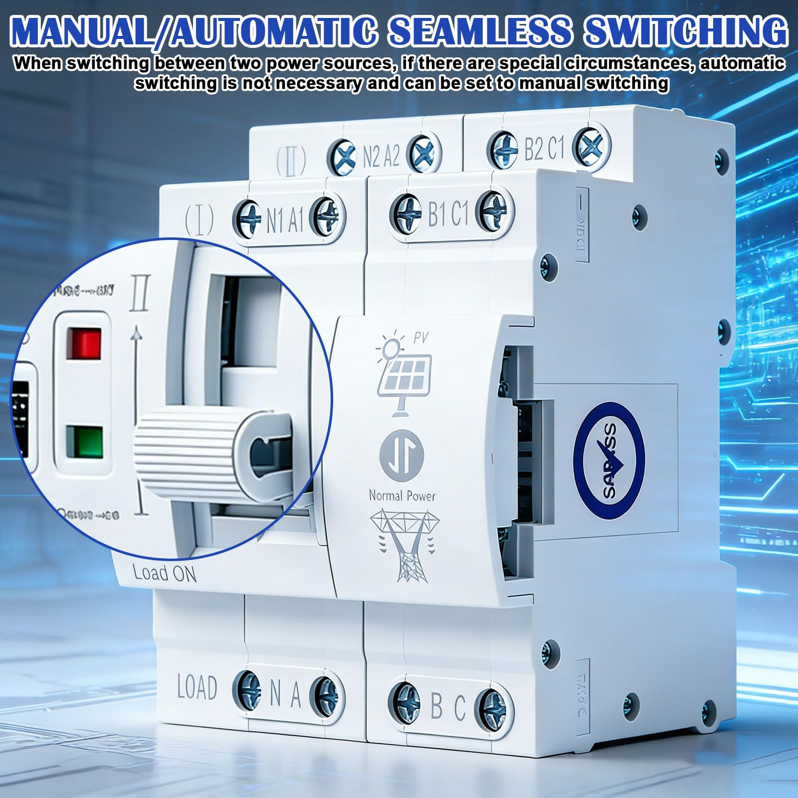 Automatischer Transferschalter 4P 63A Dual Power Hutschiene, Automatic Transfer Switch