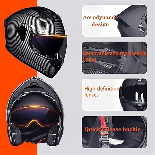 Miniatura 2 de Cascos de motocicleta para hombre, aprobado por DOT, casco de motocicleta de cara completa para adultos, casco de motocicleta con doble visera,