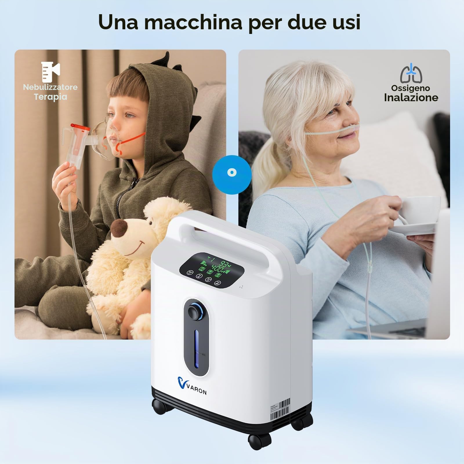Concentratore di ossigeno per la casa, 93%, 1-8 l/m, concentratore di ossigeno regolabile, portatile, intelligente con telecomando, controllo intelligente