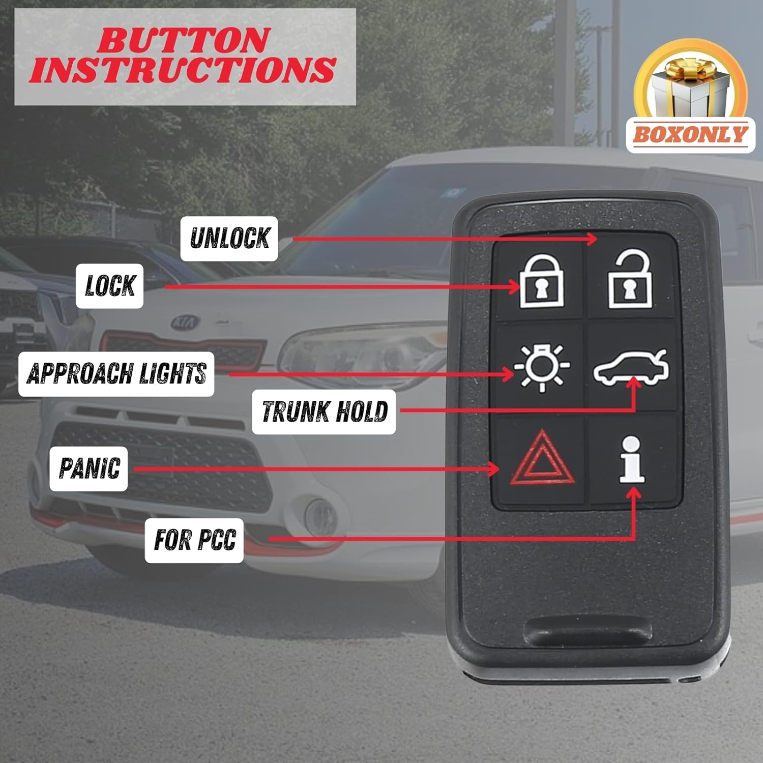 902MHz Proximity Remote Control Transmitter 6 Button FCC ID KR55WK49264 Chip 46 Battery Included Compatible with for Volvo XC60 2010 2011 2012 2013 XC70 2007 2008 2009 2010 2011 2012 2013