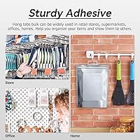 Vista 3 de Pestañas para colgar, 200 unidades de pestañas transparentes adhesivas para colgar, agujero de ranura, etiquetas colgantes de plástico autoadhesivas