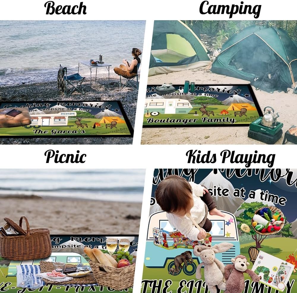 Custom Camping Rug Making Memories RV Trailer Campsite Decor Starry Night Mountain Camping Floor Mat for Outdoors, Patio, Backyard, Picnic, Beach, 30 x 55 Inch RV-4