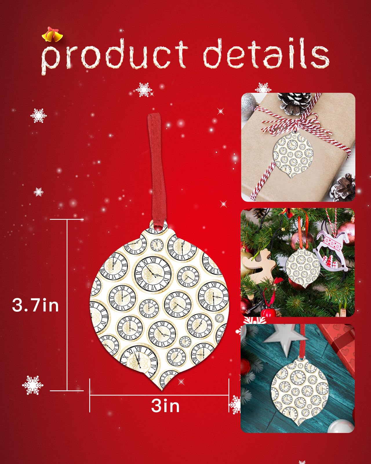 Amazon.com: 2024 Christmas Ornament Seamless Black Gold Clock