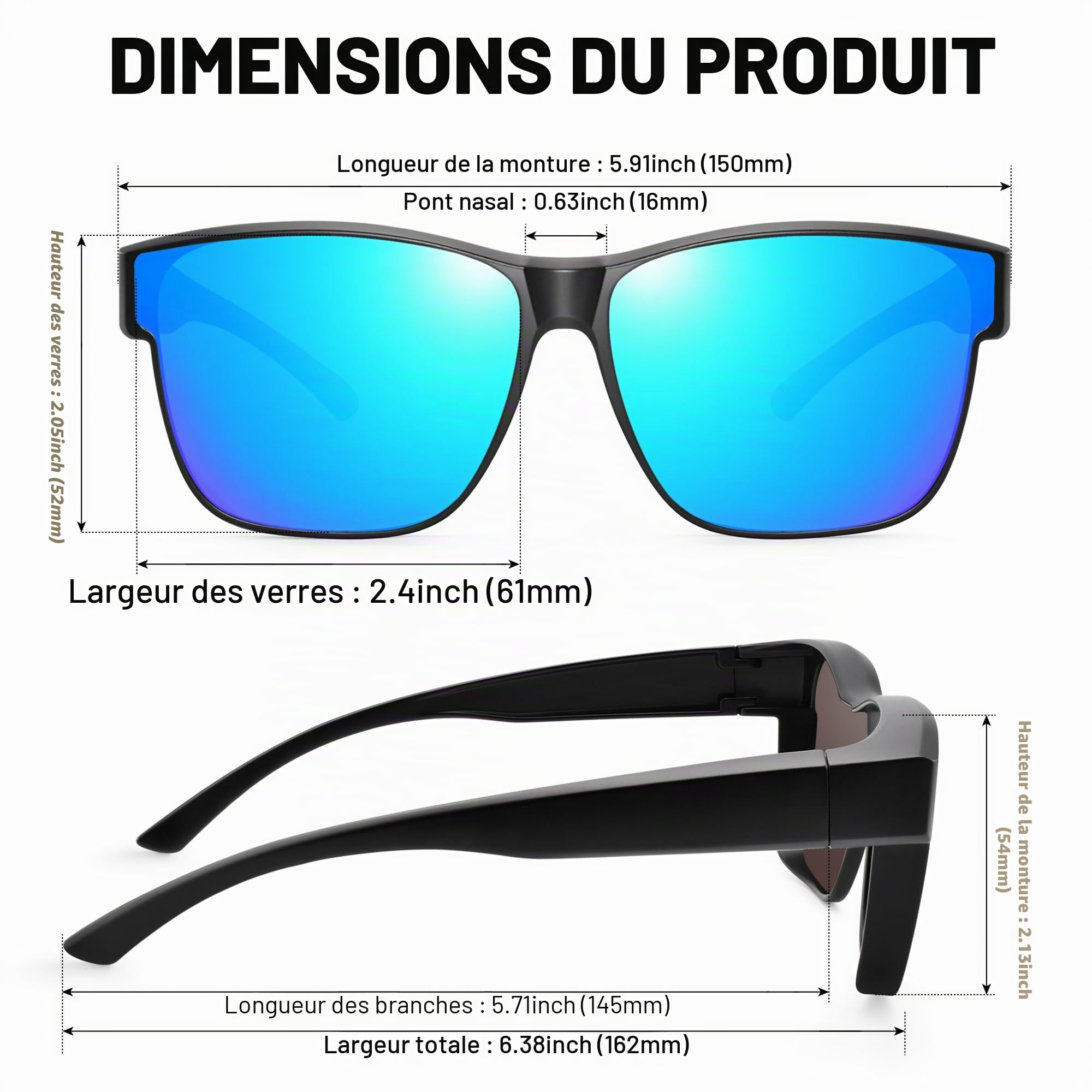 URUMQI Surlunettes de Soleil Femme Homme, Sur Lunettes Polarisée avec protection UV400 polarisantes Lunette pour Conduite, Cyclisme, Sport et Loisirs