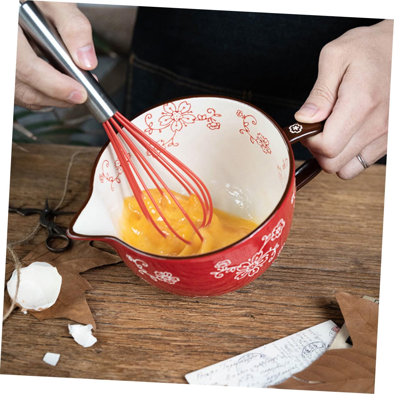 Keramik Eierrührschüssel 1 Stück für Küche und Haushalt Rot