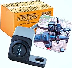 Eltron Turbo Waterproof Multi-Function 3 Mode Way Mirror Switch Button Operate with Headlight, Fog Light, ON-Off-ON CNC Aluminium 12V DC Universal For All Motorcycle, Bike, Scooties (Pack Of 1, Black)