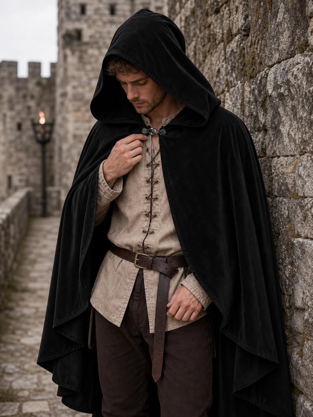 JEGERMIG Medieval Cloak Costume, 8 Colors for Halloween & Ren Faire Cape