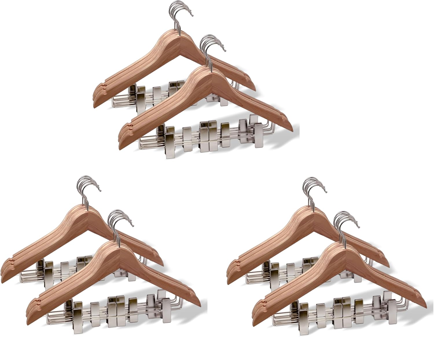 Cedar Elements Aromatic Red Cedar Hangers – America Style for Adult Size (with Metal Clips for Pant Skirt Hanging) (72PK)