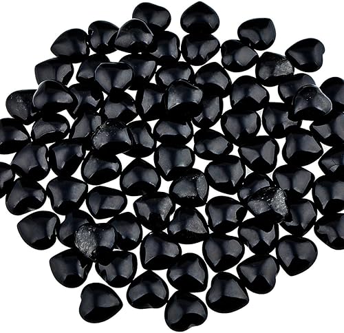 Miniatura 3 de SUNYIK Paquete de 10 piedras de palma curativa de obsidiana negra con forma de corazón y corazón (0.5 pulgadas)