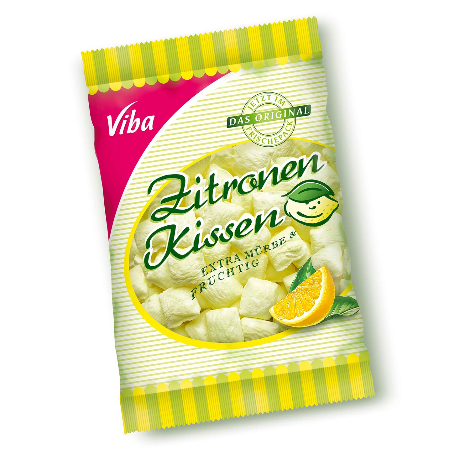 Viba Zitronenkissen Vorratspack 10x 90g (0,9 kg) — mürbe Bonbons mit leichtem Zitronengeschmack — Kultbonbon aus Thüringen — inkl. Kochbuch & Geschenkkarte