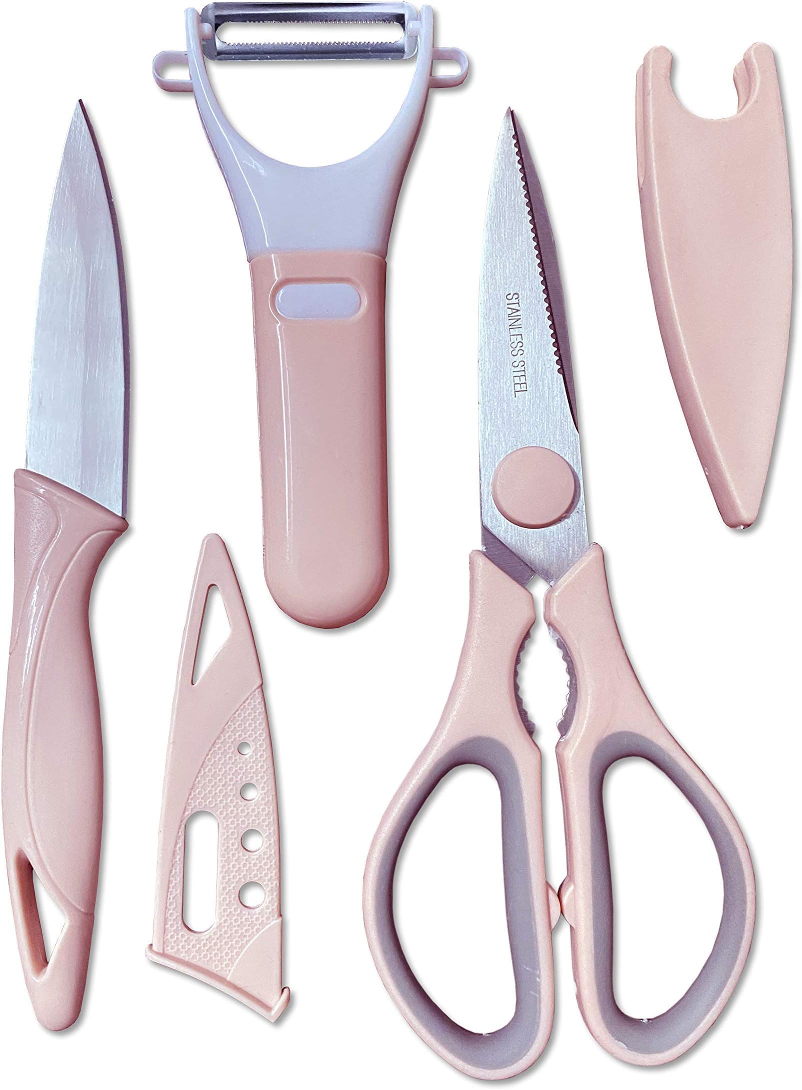 AL KHAANI Kitchen Scissor 3-Pcs Set,Poultry Shears,Kitchen Cooking Knife Set with Melon Planing Fruit Knife and Peeler for Cutting Poultry, Chicken, Meat, Herbs, Vegetables and Fish.