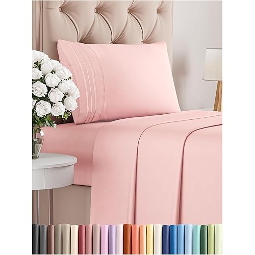 Twin XL Size 3 Piece Sheet Set - Comfy Breathable & Cooling Bed Sheets Set - Hotel Luxury Bedding for Women, Men, Kids, Teens, Boys & Girls - Deep Pockets, Soft, Wrinkle Free - Oeko-Tex - Baby Pink