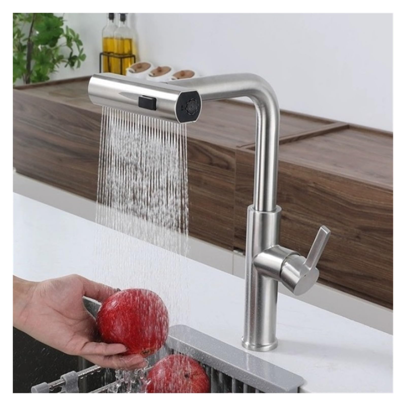 Mitigeur d'évier cascade extractible en inox 304 pour stopper les éclaboussures