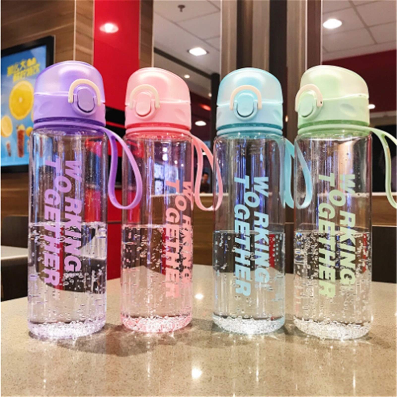 Botella de Agua Deportiva, Botella para Gimnasio, Escuela, Viajes al Aire Libre, Botella Infusor de té portátil a Prueba de Fugas, Botellas de Bebida, Vasos de plástico para Estudiantes