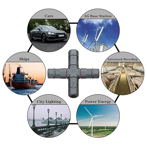 Miniatura 7 de AOHUA Caja de conexiones de 4 vías de 3 pines IP68 impermeable conector de cable de alimentación Ø5.0.000 in - 0.374 in Rango (CA 300 V, 20 A), UL