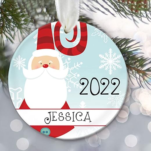 Zmoicky Santa Claus Christmas Ornament Personalized Christmas Ornament Name & Date Gift for her or him 2022 Holiday Ornament Christmas Keepsake
