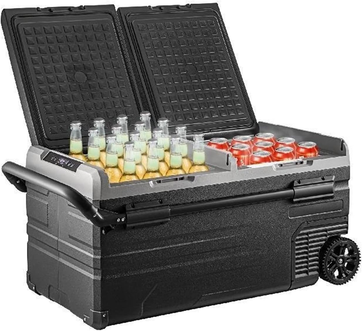 REPG 75L 95L Small Car Fridge 12V/24V Portable Mini Dual Storage Zone