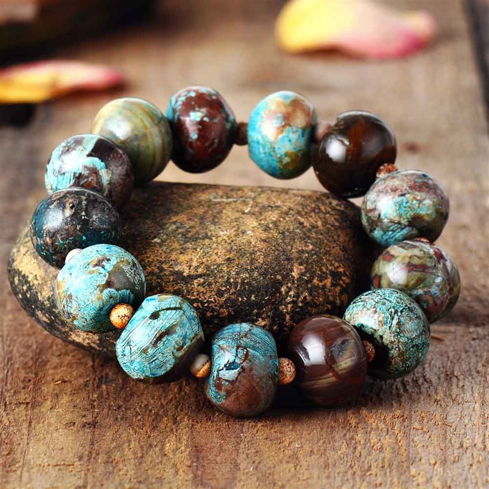 Bracciale Braccialetto in Rilievo Pietra Naturale Donne Stretchy Braccialetti Yoga Braccialetti Elastici Bracciali