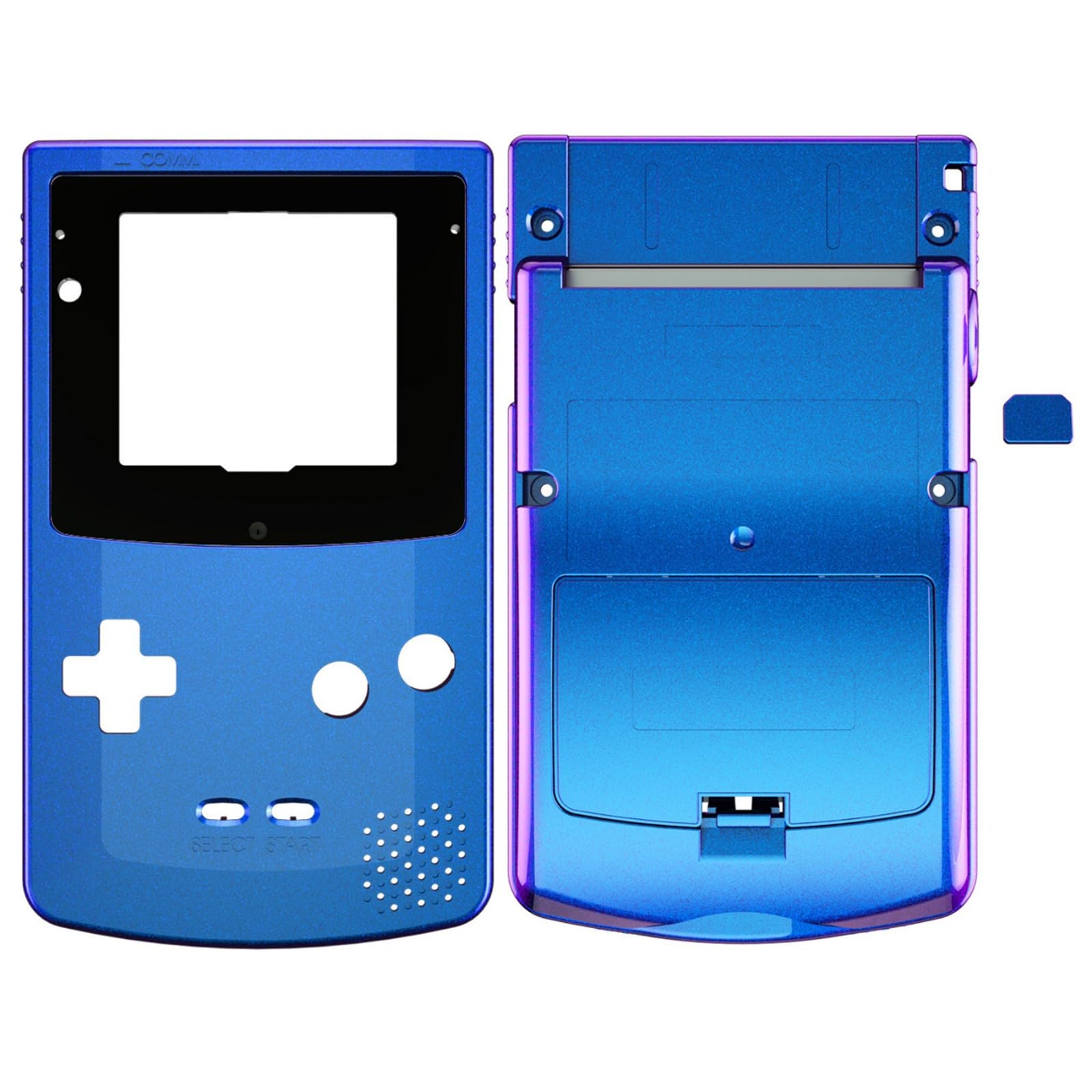 eXtremeRate Coque de Remplacement avec Boutons pour Gameboy Color GBC, Compatible avec GBC OSD & Regular IPS & Standard LCD, Console et Écran IPS Non Incluse-Caméléon Violet Bleu