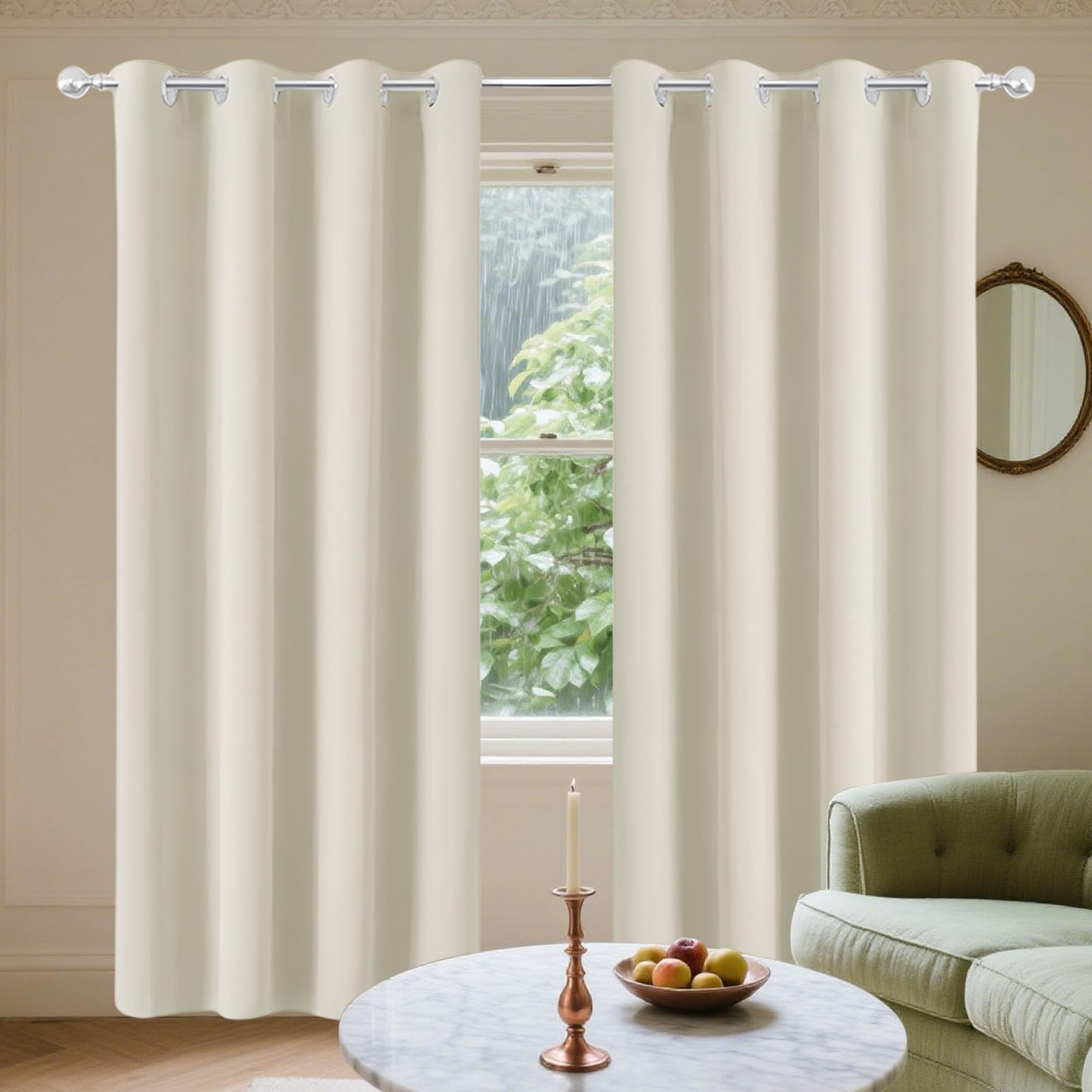 Rideau à oeillets 130 x 175 cm beige polyester occultant moderne pour chambre