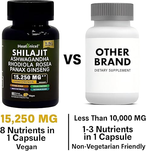 Miniatura 4 de Shilajit Cápsulas para hombres 8 en 1 Suplemento de hierbas potenciador de energía para adultos fórmula natural con Ashwagandha, Rhodiola Rosea,