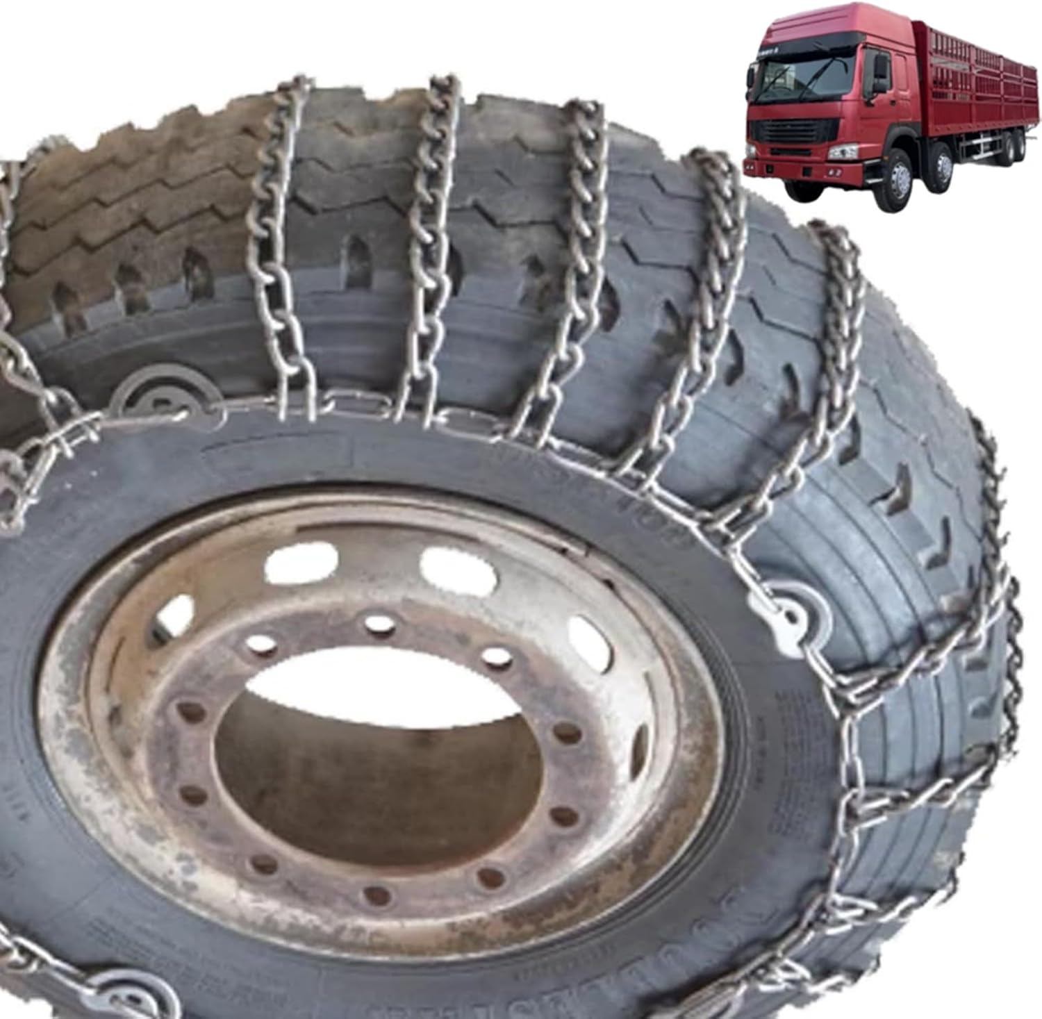 2pcs 9mm Heavy Duty Snow Tire Chains for Suv Pickup Trucks and AVT Traction Chains Manganese Skid Design for Snow,Mud and Sand Reliable Grip 275/80R22.5 2pcs 235/75R17.5