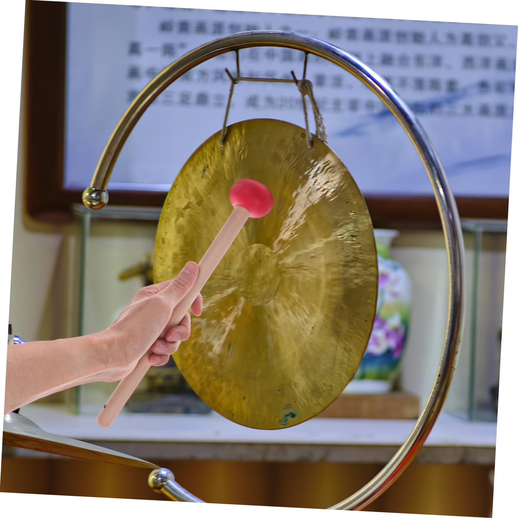 Hemobllo Mazzuolo Per Gong in Legno Punta in Gomma, Batacchio Per Tamburi e Xilofono, Mazzuolo Ergonomico Portatile Per Strumenti a Percussione, Accessorio Multistrumento Manico Resistente