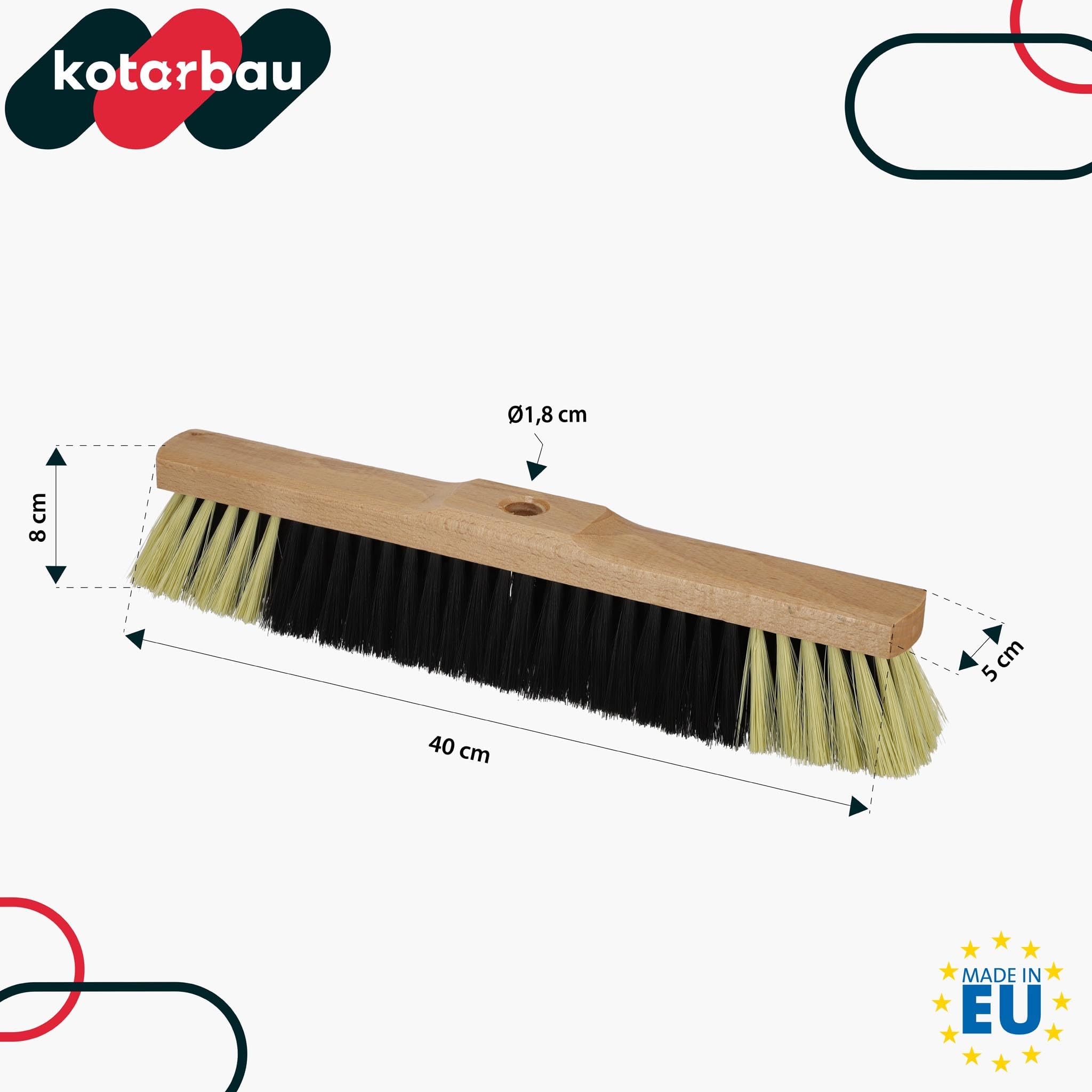 KOTARBAU® Zamiatacz Nylonowy Podłogowy - 40 CM - Szczotka do Kostki - Miotła Drewniana do Liści