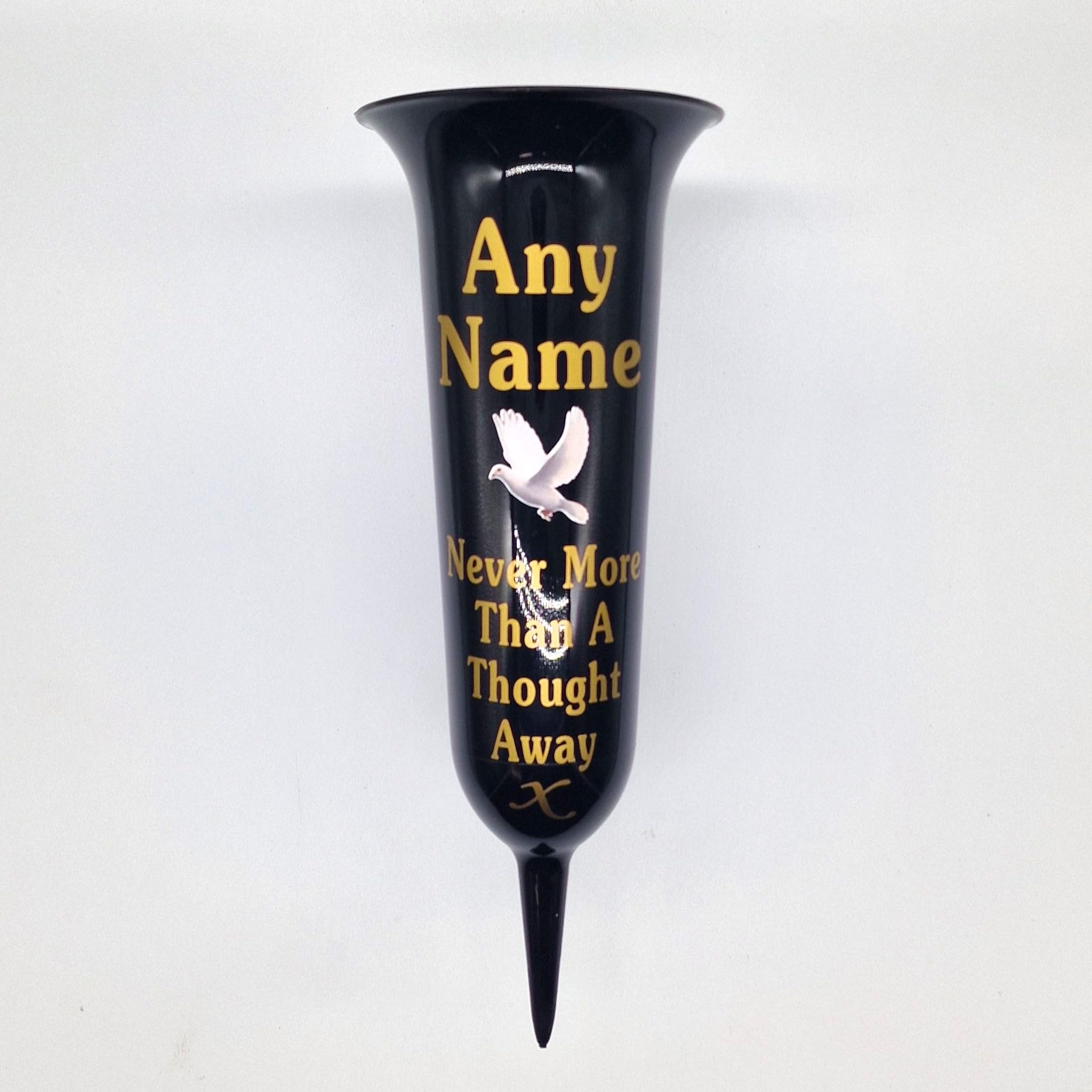 Personalised Memorial Garden Vase, Glossy Finish with Dove Design, Customisable Name, Cemetery Graveside Decoration with Flower Separator โ image 1