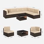 SONGMICS 7-Piece Patio Furniture Set, Outdoor Sectional Sofa Couch, Patio Conversation Set, Brown and Beige UGGF015M01