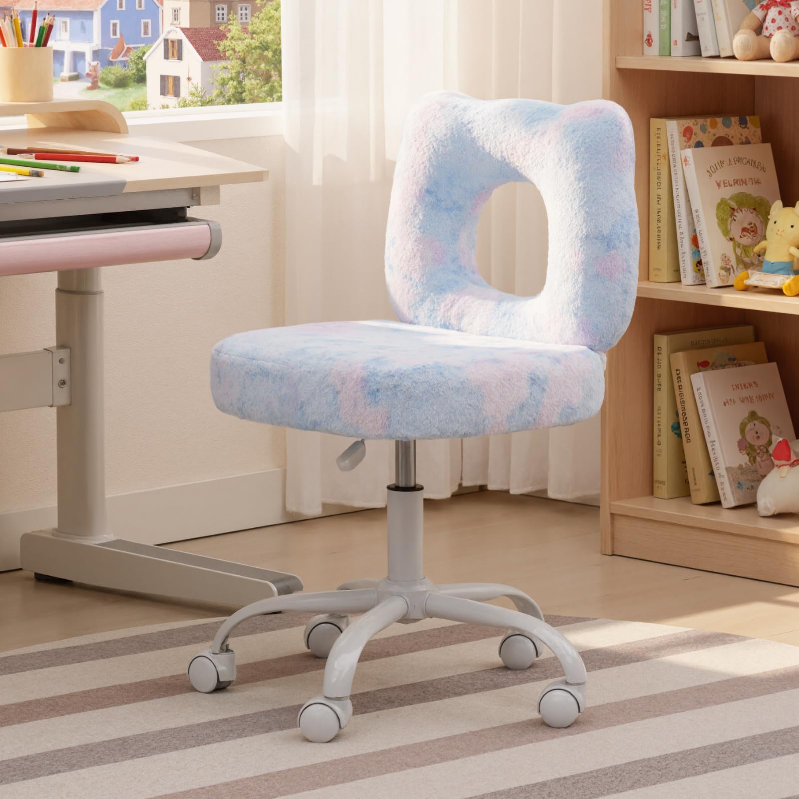 Ya-Home Kids Desk Chair with Smooth Wheels, Blue