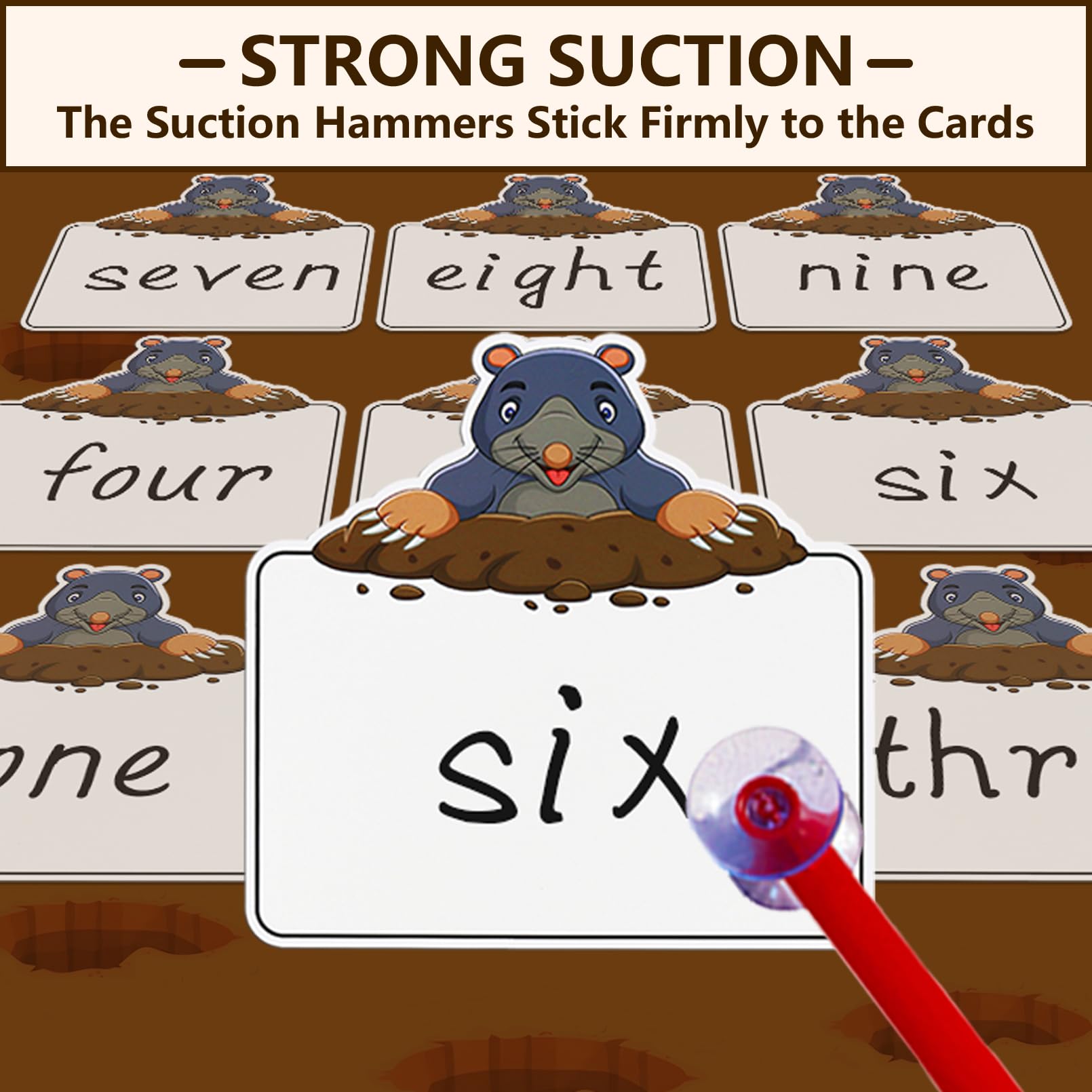 HOOJOJO Whack a Mole Game Letter Game Rewritable Flash Cards Montessori Toys Board Games for Kids Educational Toys for Classroom and Family - Image 2