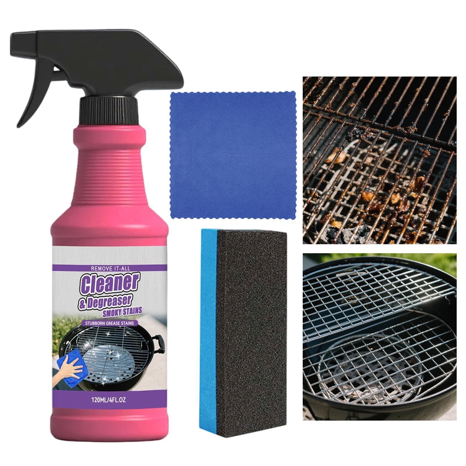 Générique Spray Nettoyant Barbecue - Dégraissant Multi-Usage Action Rapide 120 ML - Nettoyant Four Usage Intensif - pour Barbecue Camping Cuisine Extérieure Fours Plans de Travail