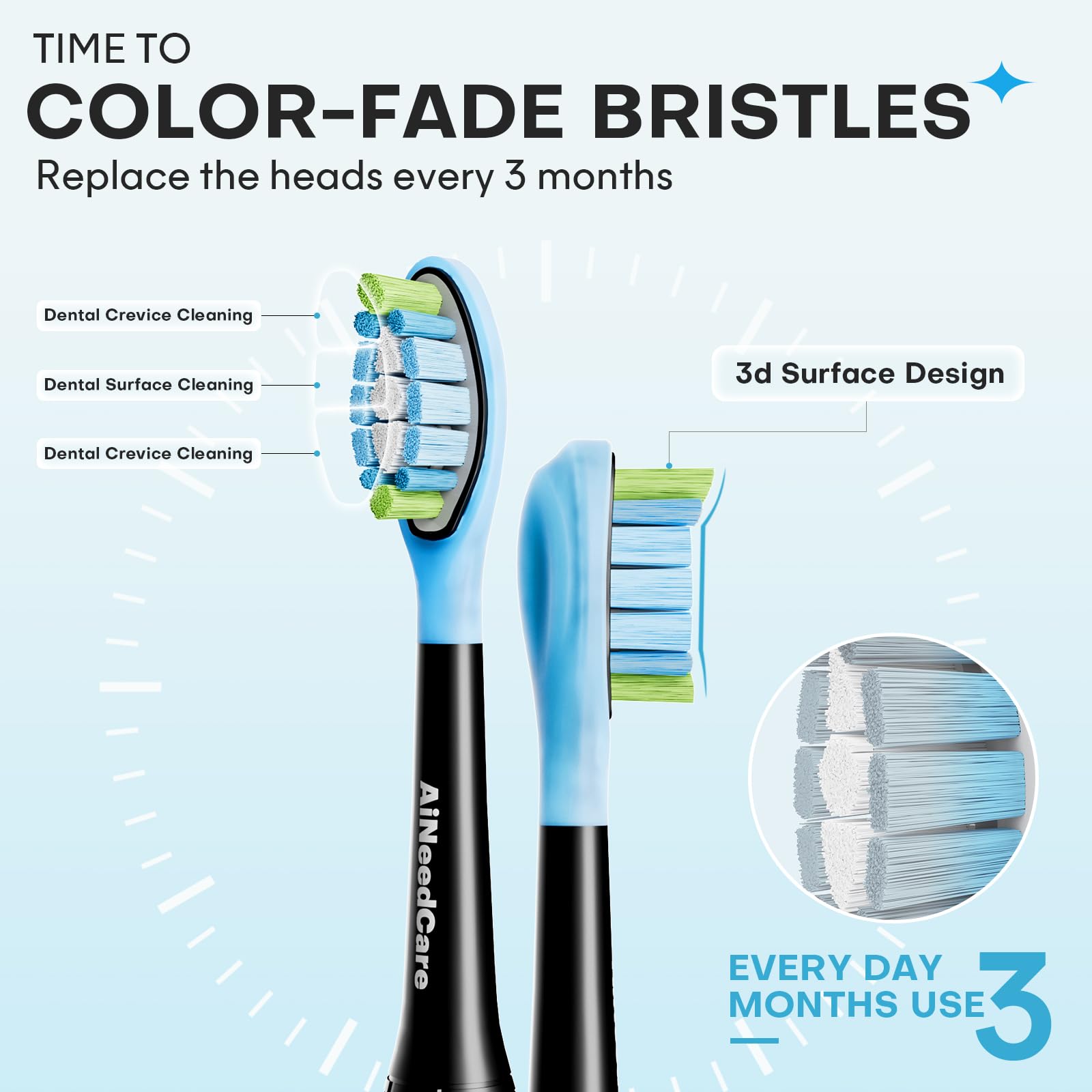Paquete de 12 cabezales de repuesto para cepillo de dientes Philips Sonicare, cabezales de cepillo eléctrico compatibles con Phillips Sonic Snap-on Care Head (negro)