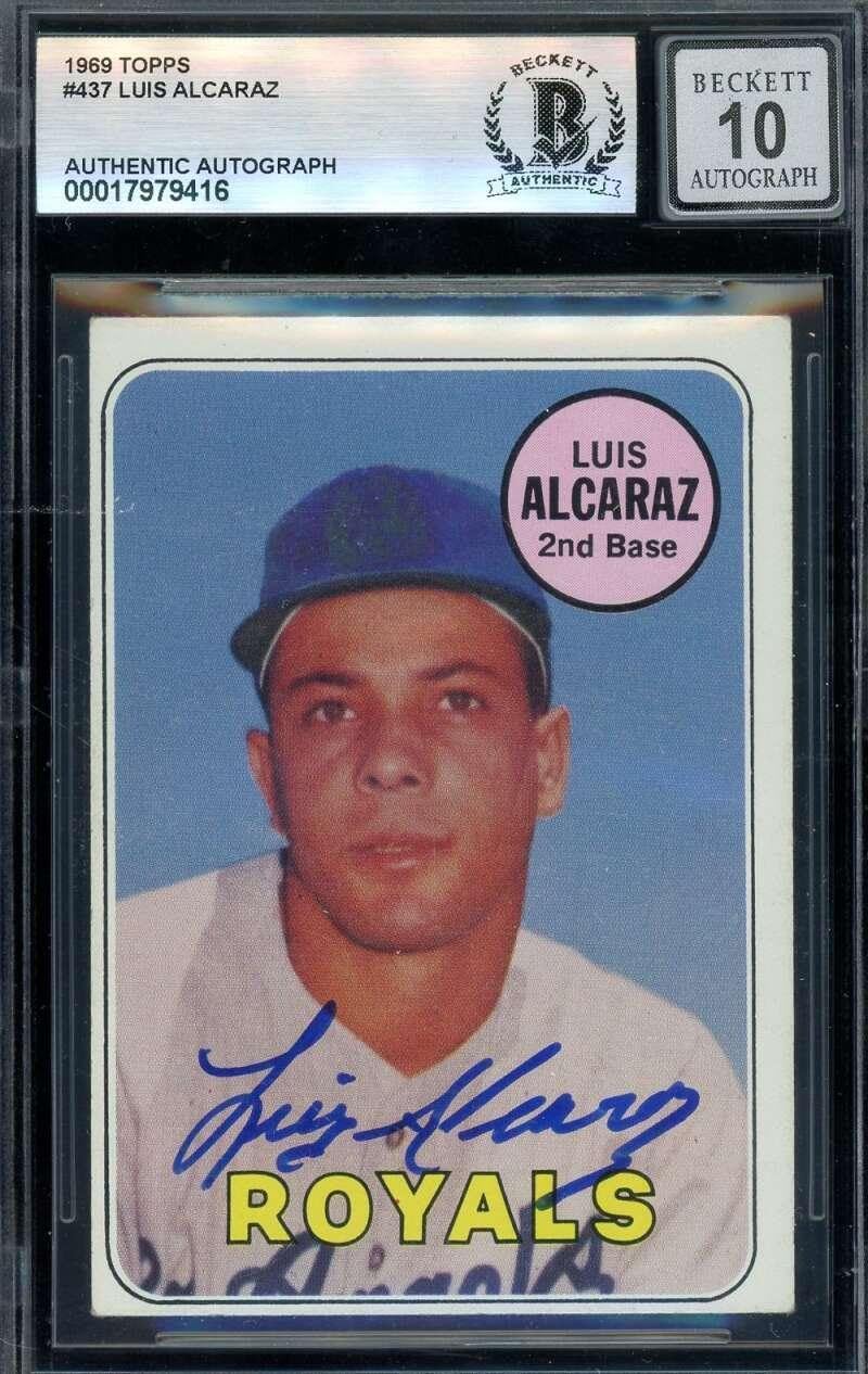 Luis Alcaraz Gem Mint 10 Beckett BAS Signed 1969 Topps Autograph - Baseball Slabbed Autographed Cards