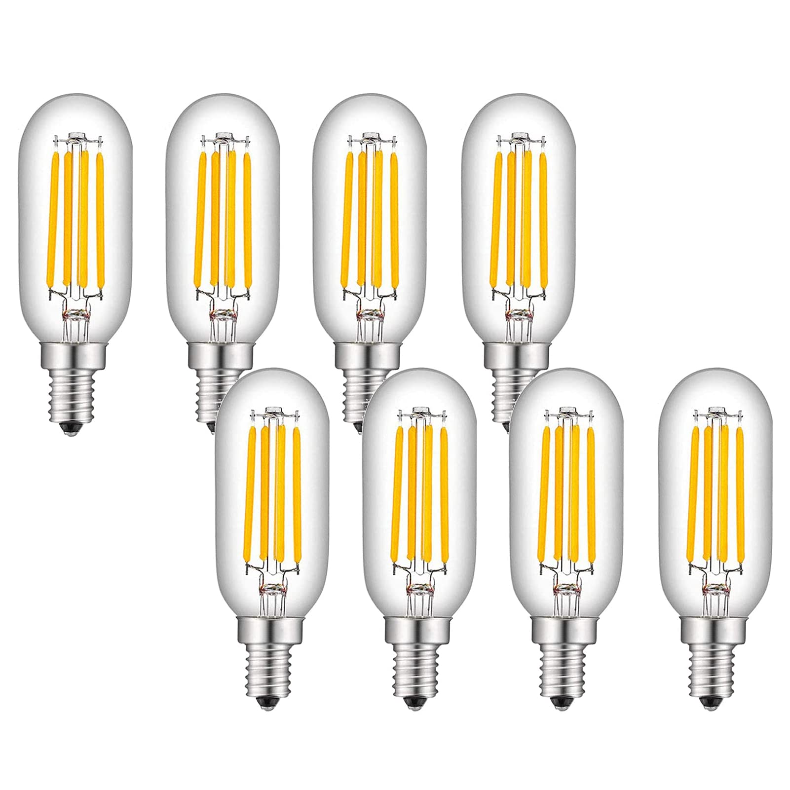 Ampoules tubulaires Edison T25 non dimmables, équivalent à 4 W, lampe à incandescence 40 W, 360° ; Ampoule bougie à filament LED vintage à base d'angle faisceau, lustre, etc., paquet 8