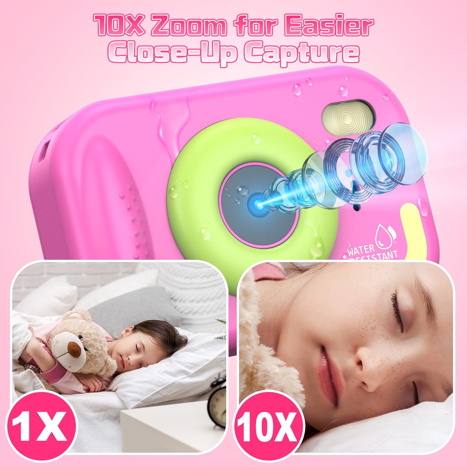 Ushining Appareil Photo Étanche Enfant 48MP | Caméra sous-Marine 10m pour Snorkeling et Piscine | Vidéo 1080P HD + Écran LCD | Cadeau Garçon Fille dès 6 Ans | Jouet Robuste et Résistant Aux Chocs