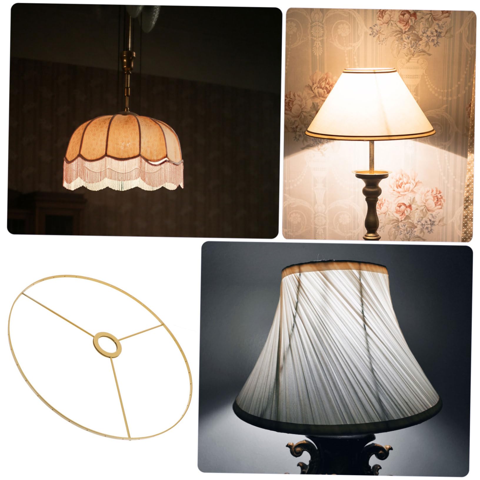 4 Cornici In Ferro Per Paralumi Fai Da Te - Supporto E27 Per Lampadario O Tavolo, Diametro 15cm