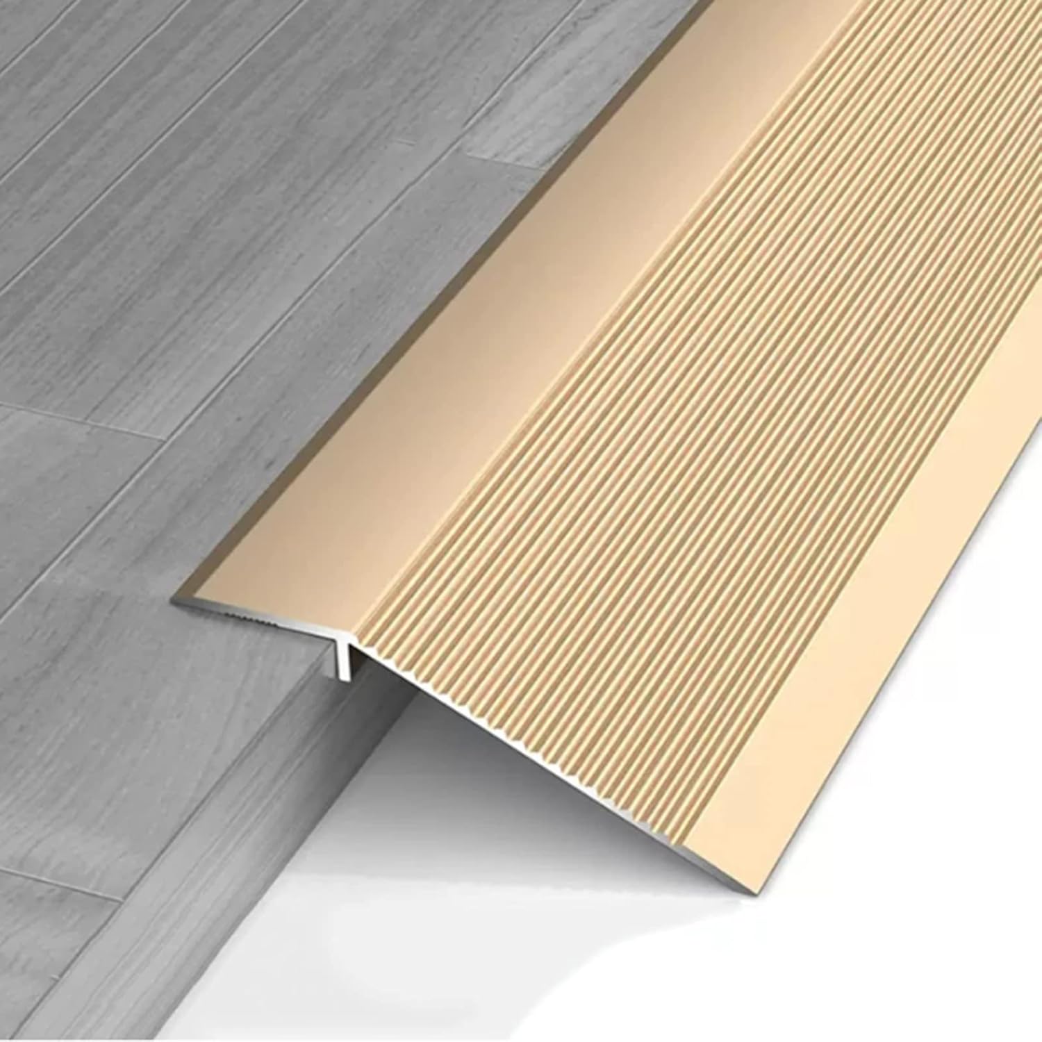 Floor Transition Strip Flooring Edge Trim, Wood to Carpet/Laminate to Tile Flooring Transition Strip,Aluminum Door Edge Trim,10cm Wide Threshold Reducer Bar,Easy to Install ( Color : Gold , Size : Len