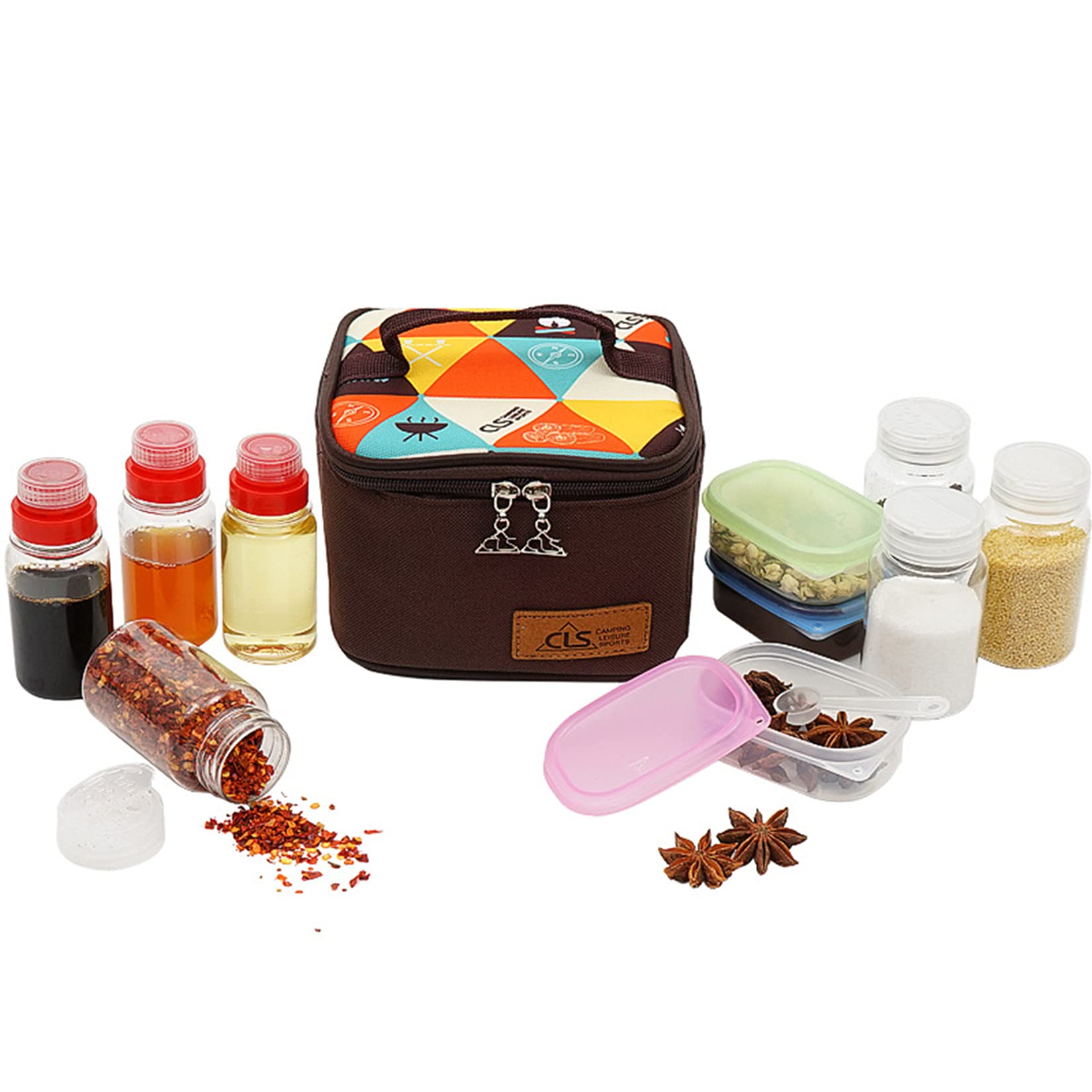 RoseFlower Set di Bottiglie per Condimento All'aperto, 10 Pz/set Barattoli Spezie Portatile campeggio Condimento e Aceto Contenitore con Borsa per Il Trasporto per Barbecue Viaggio Cucina