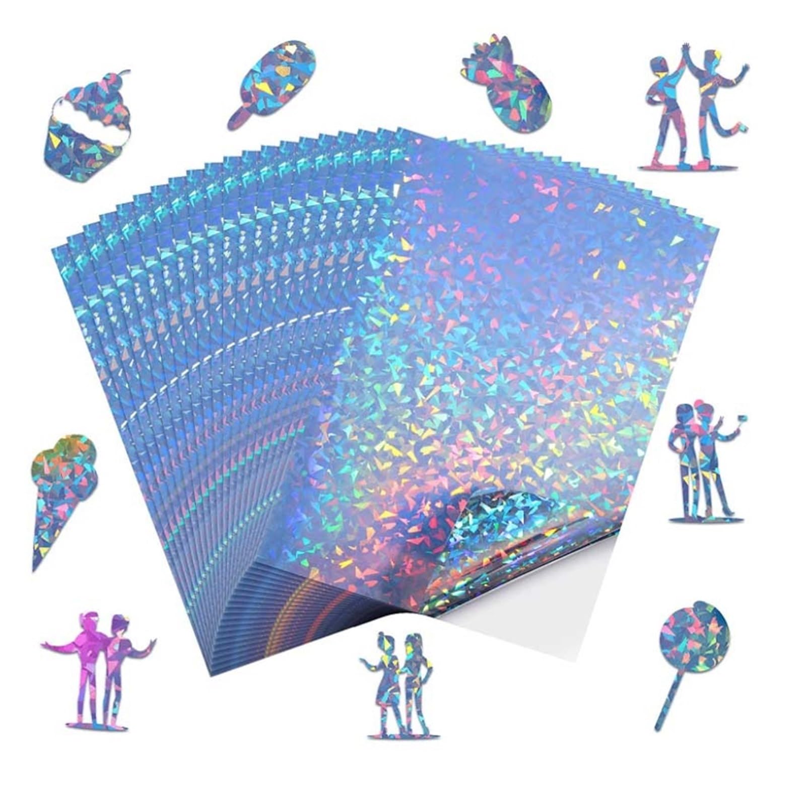 20 arkuszy holograficzny papier winylowy do druku A4 rozmiar tęczowy papier do druku do drukarek atramentowych i laserowych Lucky (Color : Diamond)